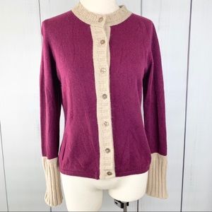 Helene Gainville Maroon & Brown Cashmere Cardigan